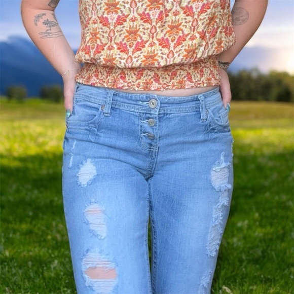 Vanity Y2K Low Rise Blue Distressed Jeans Fancy Pockets Premium Collection 29 - Picture 13 of 13